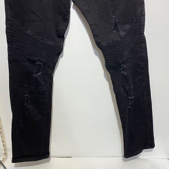 Fire & Rain Women's Ribbed Knee Distressed Skinny Denim Jeans Black Size 34 - Picture 2 of 9